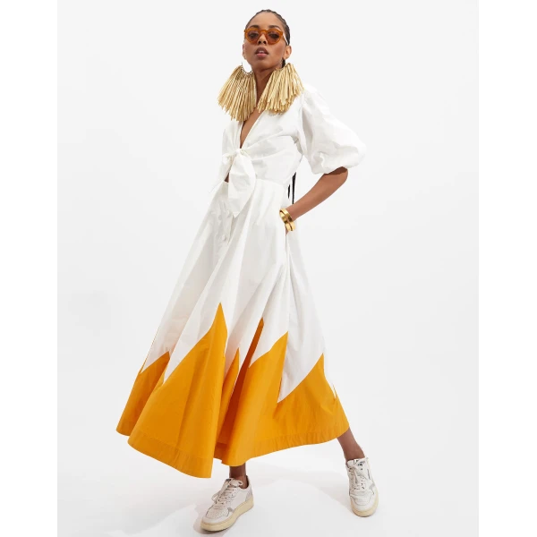 La DoubleJ Chevron Mini Dress Multicolor Geen & Pink in Cotton Knit Chevron - Dresses - Milanese Maximalist Fashion at Coveti