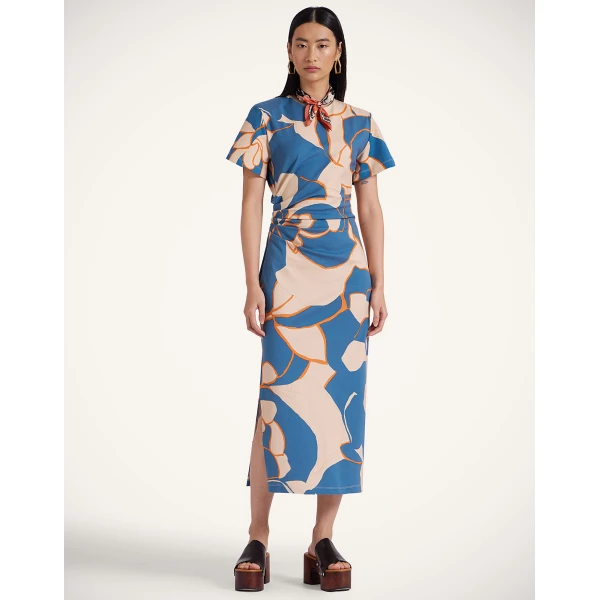 La DoubleJ Chevron Mini Dress Multicolor Pink & Red in Knit Chevron - Dresses - Milanese Maximalist Fashion at Coveti