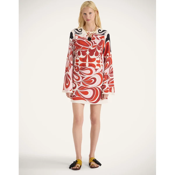 La DoubleJ Chevron Sundress Multicolor Geen & Pink in Cotton Knit Chevron - Dresses - Milanese Maximalist Fashion at Coveti