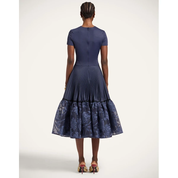 La DoubleJ Chignon Dress Solid Midnight Blue in Techno Voile - Dresses - Milanese Maximalist Fashion at Coveti