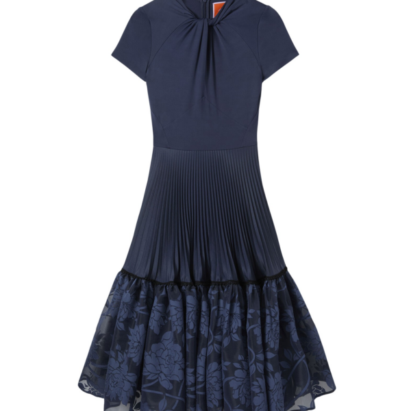 La DoubleJ Chignon Dress Solid Midnight Blue in Techno Voile - Dresses - Milanese Maximalist Fashion at Coveti