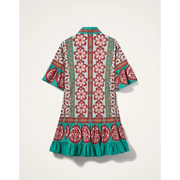 La DoubleJ Choux Dress Pagoda Placée Rust in Cotton Poplin - Dresses - Milanese Maximalist Fashion at Coveti