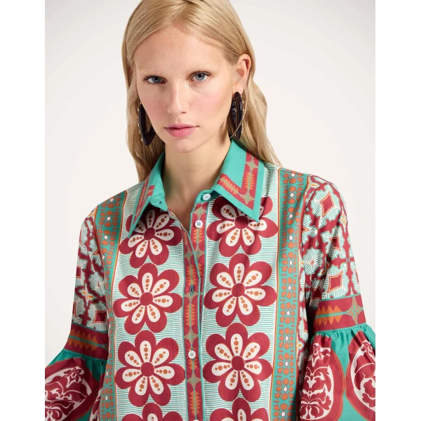 La DoubleJ Choux Dress Pagoda Placée Rust in Cotton Poplin - Dresses - Milanese Maximalist Fashion at Coveti
