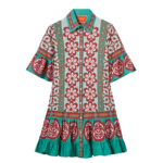 La DoubleJ Choux Dress Pagoda Placée Rust in Cotton Poplin - Dresses - Milanese Maximalist Fashion at Coveti