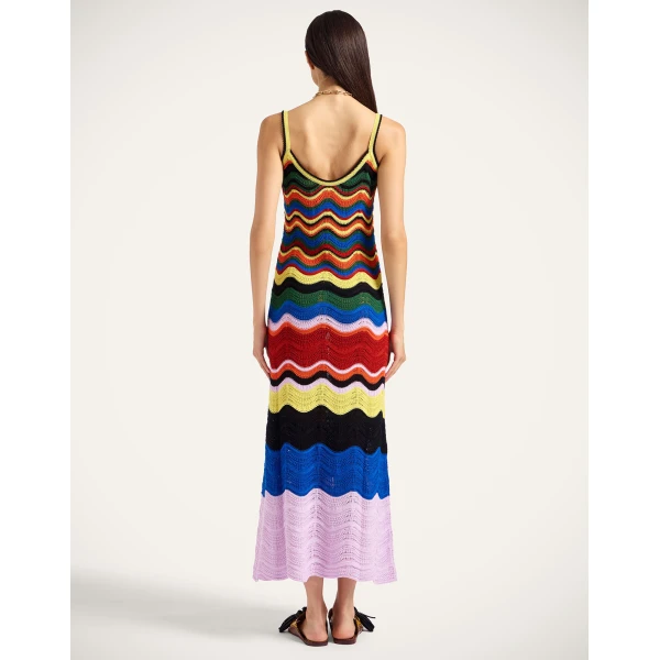 La DoubleJ Eight Counts Mini Dress Color Block Green & Pink in Cotton Viscose Blend - Dresses - Milanese Maximalist Fashion at Coveti