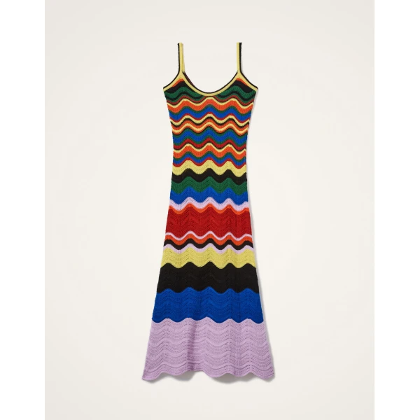 La DoubleJ Eight Counts Mini Dress Color Block Green & Pink in Cotton Viscose Blend - Dresses - Milanese Maximalist Fashion at Coveti