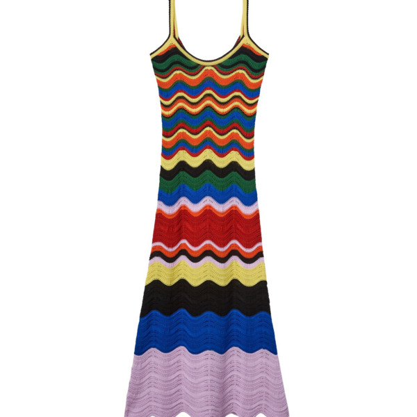 La DoubleJ Eight Counts Mini Dress Color Block Green & Pink in Cotton Viscose Blend - Dresses - Milanese Maximalist Fashion at Coveti