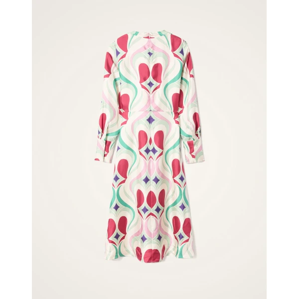 La DoubleJ Eve Midi Dress Macro Jive Ecru in Silk Twill - Dresses - Milanese Maximalist Fashion at Coveti