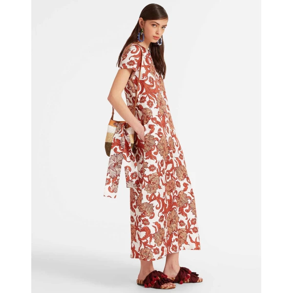 La DoubleJ Eve Midi Dress Sylph Khaki in Crepe Marocain - Dresses - Milanese Maximalist Fashion at Coveti