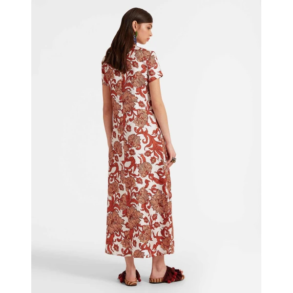 La DoubleJ Eve Midi Dress Sylph Khaki in Crepe Marocain - Dresses - Milanese Maximalist Fashion at Coveti