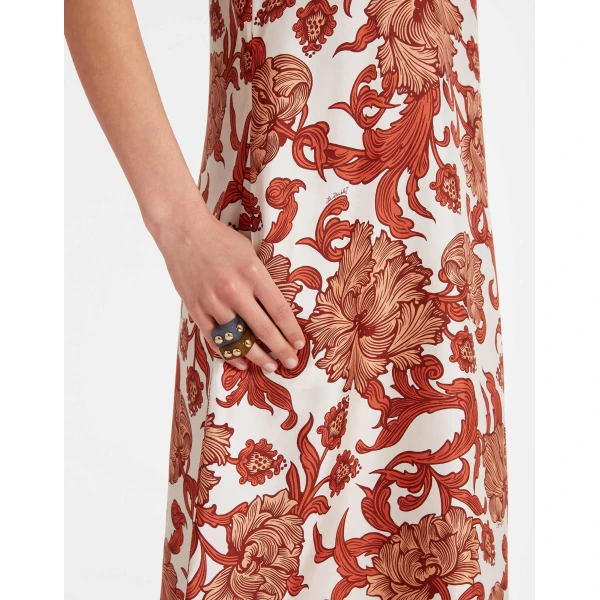 La DoubleJ Eve Midi Dress Sylph Khaki in Crepe Marocain - Dresses - Milanese Maximalist Fashion at Coveti