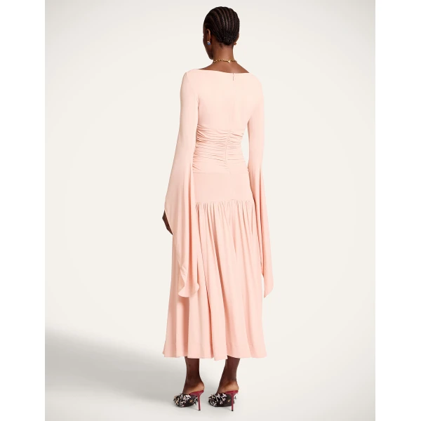 La DoubleJ Foyer Dress Queen Peony Blue in Crepe De Chine - Dresses - Milanese Maximalist Fashion at Coveti
