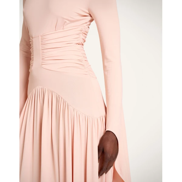 La DoubleJ Foyer Dress Queen Peony Blue in Crepe De Chine - Dresses - Milanese Maximalist Fashion at Coveti
