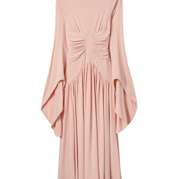 La DoubleJ Foyer Dress Queen Peony Blue in Crepe De Chine - Dresses - Milanese Maximalist Fashion at Coveti