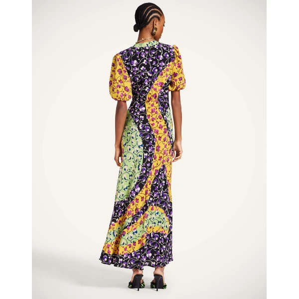La DoubleJ Foyer Dress Solid Yellow in Embroidered Crepe De Chine - Dresses - Milanese Maximalist Fashion at Coveti