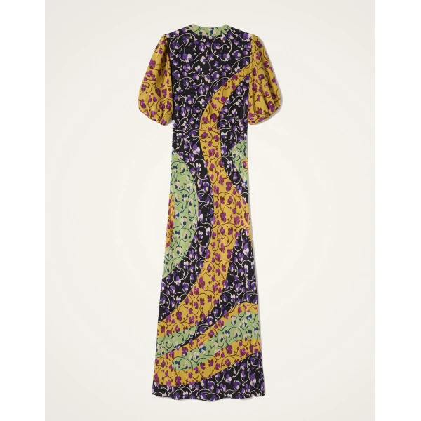 La DoubleJ Foyer Dress Solid Yellow in Embroidered Crepe De Chine - Dresses - Milanese Maximalist Fashion at Coveti