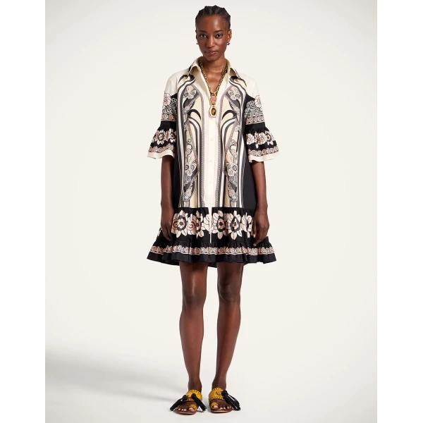 La DoubleJ Gingerbread Dress Palazzo Placée Chocolate in Flat Cotton Stretch - Dresses - Milanese Maximalist Fashion at Coveti