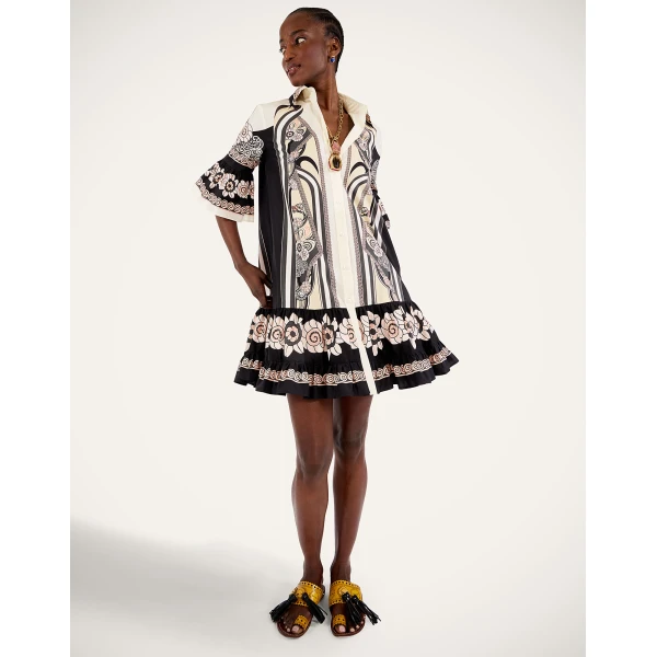 La DoubleJ Gingerbread Dress Palazzo Placée Chocolate in Flat Cotton Stretch - Dresses - Milanese Maximalist Fashion at Coveti