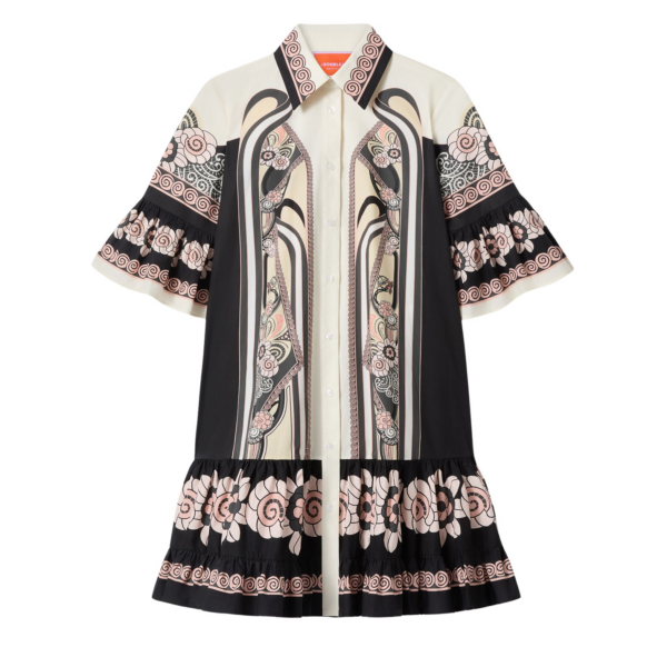 La DoubleJ Gingerbread Dress Palazzo Placée Chocolate in Flat Cotton Stretch - Dresses - Milanese Maximalist Fashion at Coveti