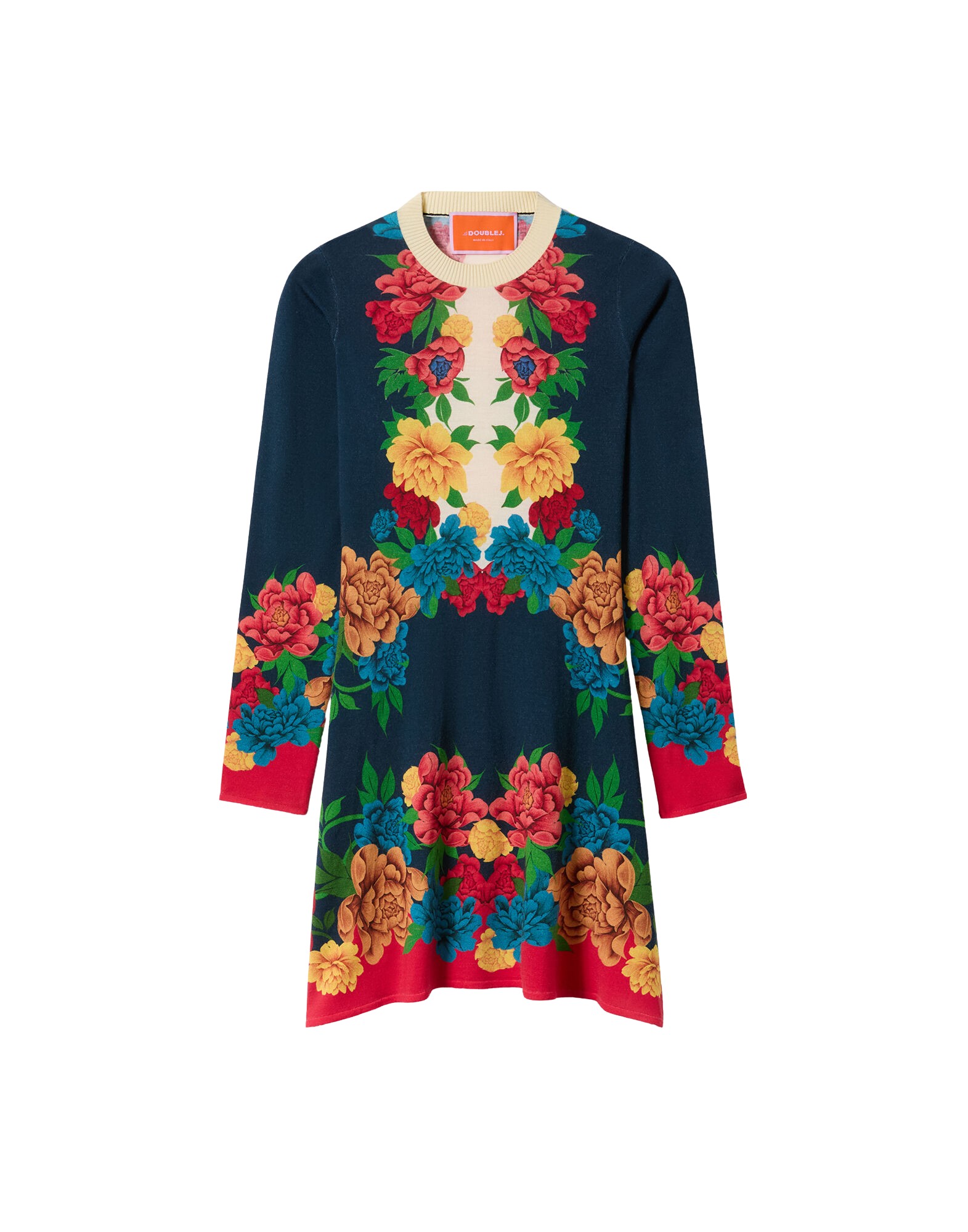La-Double-J-Knit-Long-Sleeve-Mini-Swing-Dress-Queen-Peony-Placee-Blue-in-Wool-Silk-Blend56806_nobg La DoubleJ Knit Long Sleeve Mini Swing Dress Queen Peony Placée Blue in Wool Silk Blend - Dresses - Milanese Maximalist Fashion at Coveti