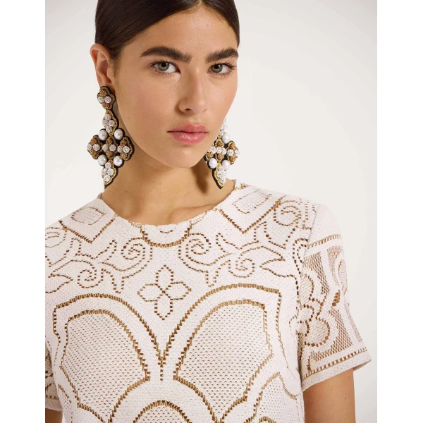La DoubleJ Lacey Mini Swing Dress Solid White Smoke in Embroidered Cotton - Dresses - Milanese Maximalist Fashion at Coveti