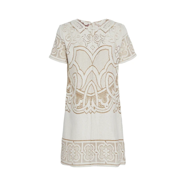 La DoubleJ Lacey Mini Swing Dress Solid White Smoke in Embroidered Cotton - Dresses - Milanese Maximalist Fashion at Coveti