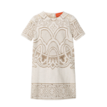 La DoubleJ Lacey Mini Swing Dress Solid White Smoke in Embroidered Cotton - Dresses - Milanese Maximalist Fashion at Coveti