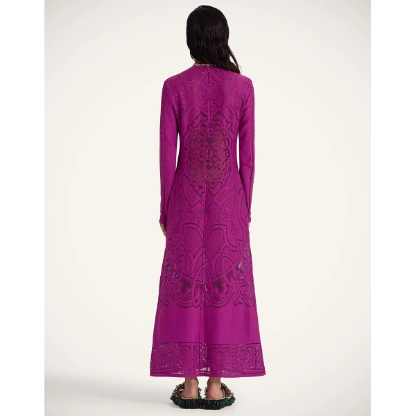La DoubleJ Lacey Swing Dress Solid Purple in Embroidered Cotton - Dresses - Milanese Maximalist Fashion at Coveti