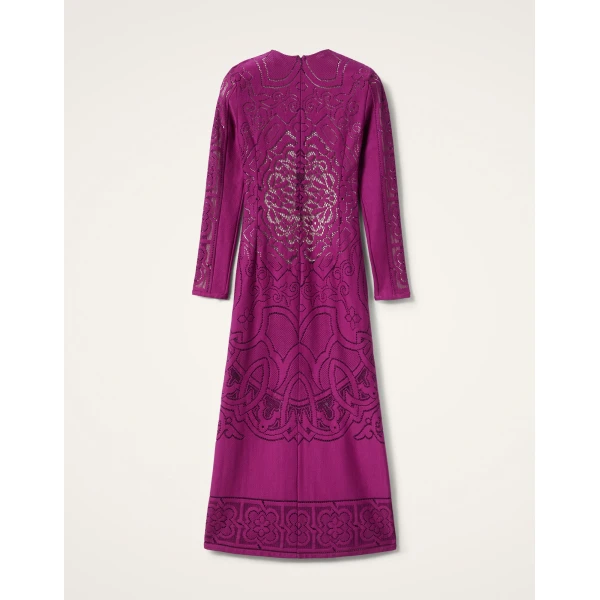 La DoubleJ Lacey Swing Dress Solid Purple in Embroidered Cotton - Dresses - Milanese Maximalist Fashion at Coveti