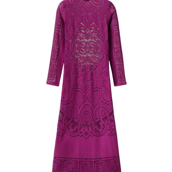 La DoubleJ Lacey Swing Dress Solid Purple in Embroidered Cotton - Dresses - Milanese Maximalist Fashion at Coveti