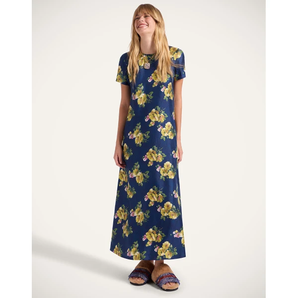 La DoubleJ Lela Dress Dea Dahlia Blue Petrol in Compact Jersey - Dresses - Milanese Maximalist Fashion at Coveti