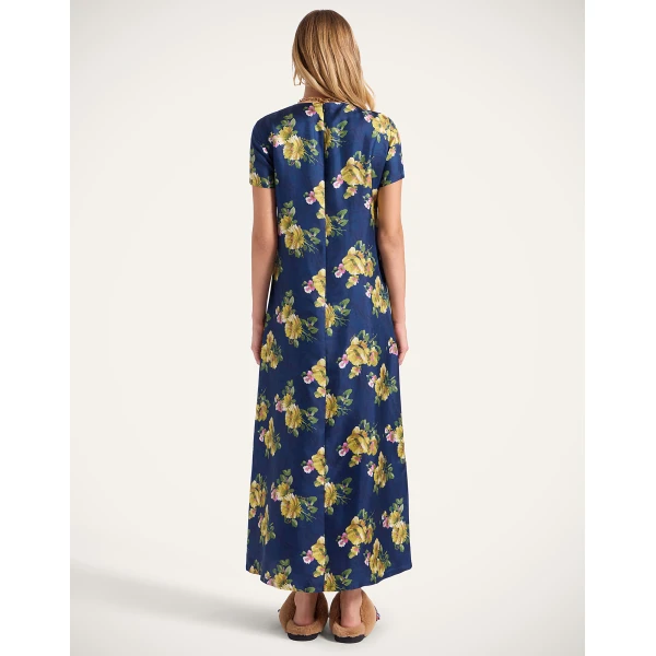 La DoubleJ Lela Dress Dea Dahlia Blue Petrol in Compact Jersey - Dresses - Milanese Maximalist Fashion at Coveti