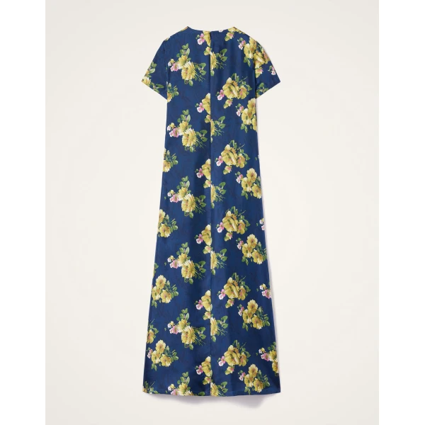 La DoubleJ Lela Dress Dea Dahlia Blue Petrol in Compact Jersey - Dresses - Milanese Maximalist Fashion at Coveti