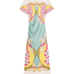La DoubleJ Lela Dress Florette Placée Fuchsia in Interlock Jersey - Dresses - Milanese Maximalist Fashion at Coveti