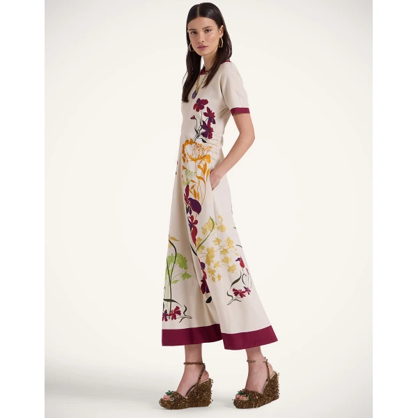 La DoubleJ Lela Dress Queen Peony Placée Blue in Interlock Jersey - Dresses - Milanese Maximalist Fashion at Coveti