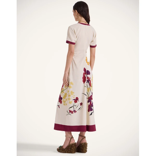 La DoubleJ Lela Dress Queen Peony Placée Blue in Interlock Jersey - Dresses - Milanese Maximalist Fashion at Coveti