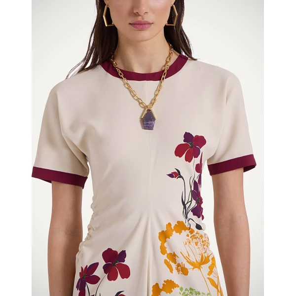 La DoubleJ Lela Dress Queen Peony Placée Blue in Interlock Jersey - Dresses - Milanese Maximalist Fashion at Coveti