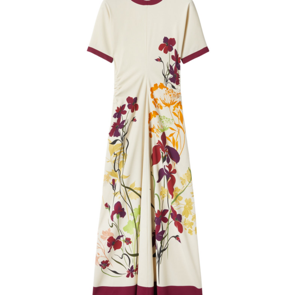 La DoubleJ Lela Dress Queen Peony Placée Blue in Interlock Jersey - Dresses - Milanese Maximalist Fashion at Coveti