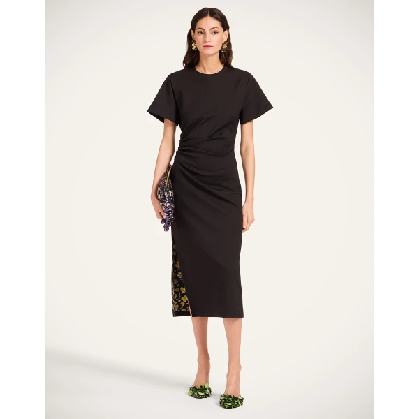 La DoubleJ Lela Dress Solid Black in Double Punto Milano - Dresses - Milanese Maximalist Fashion at Coveti
