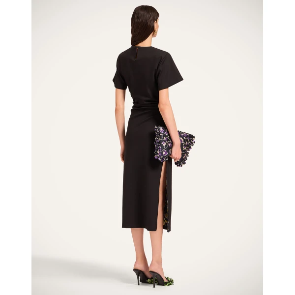 La DoubleJ Lela Dress Solid Black in Double Punto Milano - Dresses - Milanese Maximalist Fashion at Coveti