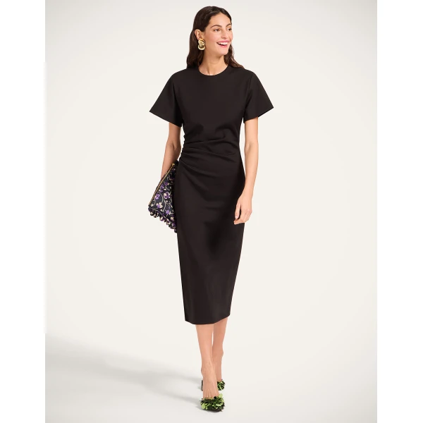 La DoubleJ Lela Dress Solid Black in Double Punto Milano - Dresses - Milanese Maximalist Fashion at Coveti