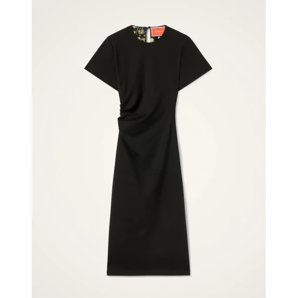 La DoubleJ Lela Dress Solid Black in Double Punto Milano - Dresses - Milanese Maximalist Fashion at Coveti