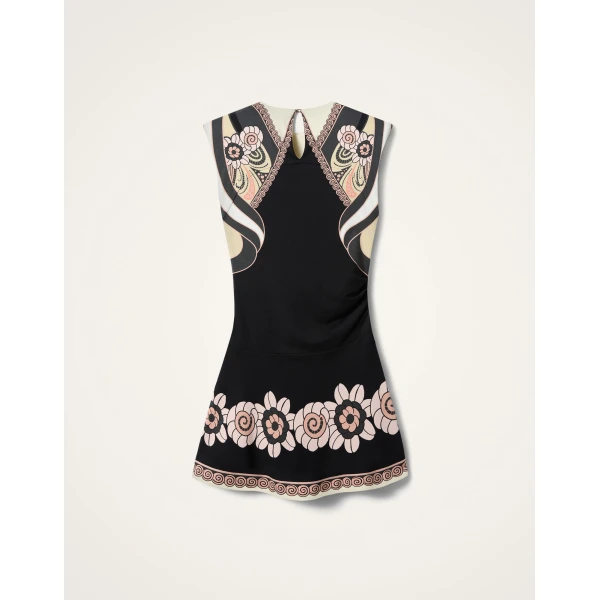 La DoubleJ Lela Mini Dress Ambrosia Placée Black in Interlock Jersey - Dresses - Milanese Maximalist Fashion at Coveti