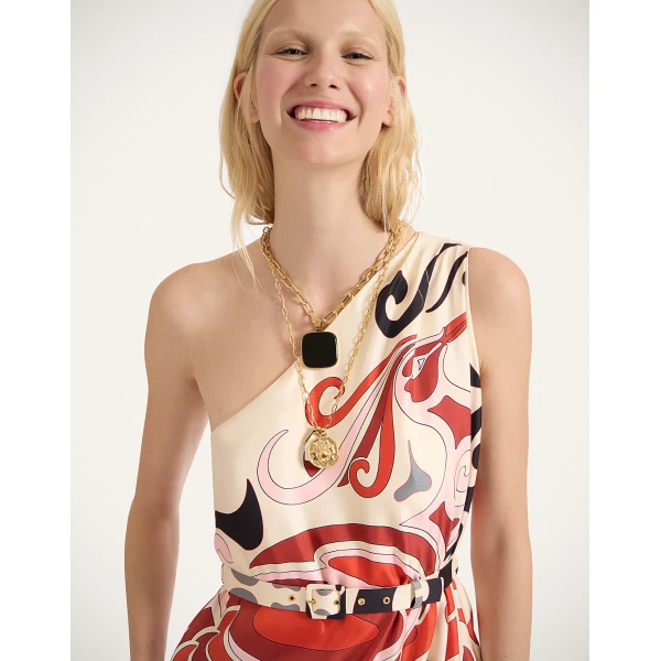 La DoubleJ Long And Sassy Dress Tangle Light Blue in Silk Twill - Dresses - Milanese Maximalist Fashion at Coveti