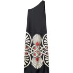 La DoubleJ Long Camerino Dress Blooming Tulip Placée Dark Green in Crepe De Chine - Dresses - Milanese Maximalist Fashion at Coveti