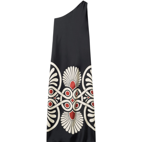 La DoubleJ Long Camerino Dress Blooming Tulip Placée Dark Green in Crepe De Chine - Dresses - Milanese Maximalist Fashion at Coveti