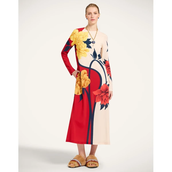 La DoubleJ Long Camerino Dress Tackle Black in Crepe De Chine Silk - Dresses - Milanese Maximalist Fashion at Coveti