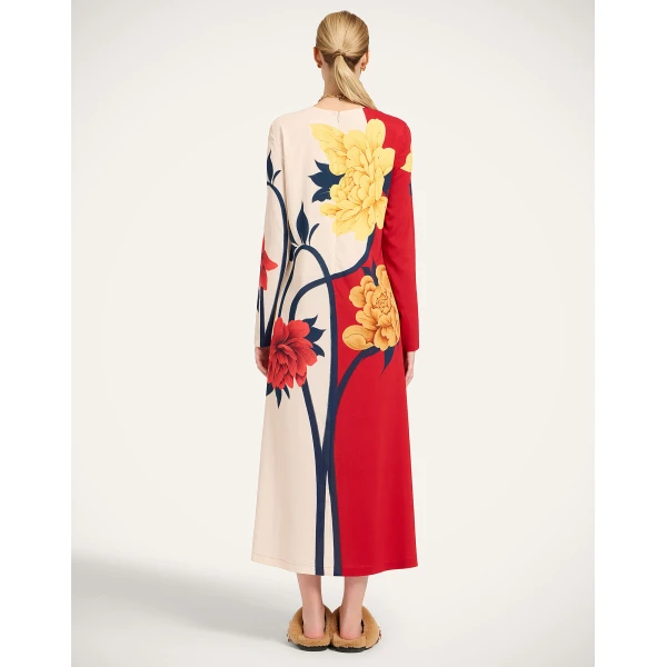 La DoubleJ Long Camerino Dress Tackle Black in Crepe De Chine Silk - Dresses - Milanese Maximalist Fashion at Coveti