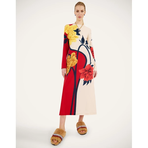 La DoubleJ Long Camerino Dress Tackle Black in Crepe De Chine Silk - Dresses - Milanese Maximalist Fashion at Coveti
