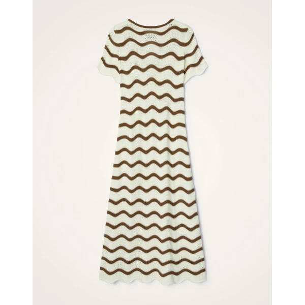 La DoubleJ Long Sleeve Swing Dress Derby Placée Multicolor in Sable - Dresses - Milanese Maximalist Fashion at Coveti